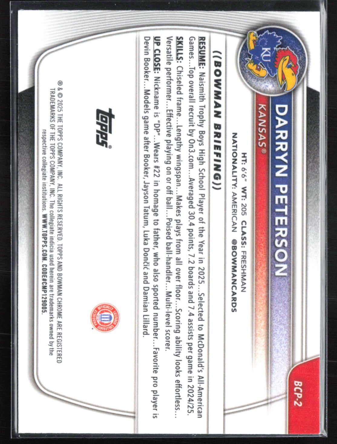 Darryn Peterson 1st Bowman Mojo