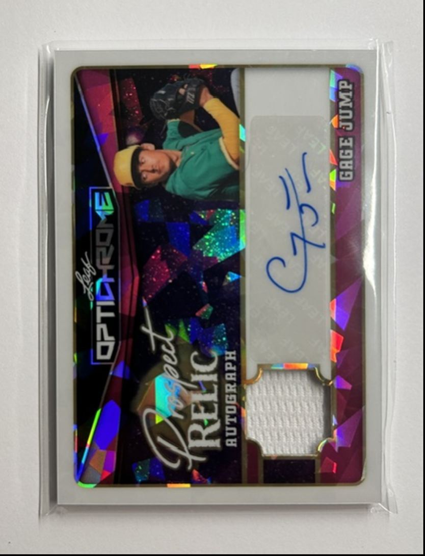 Gage Jump /8 Auto Relic Prospect Relic Autograph 2025 Leaf Optichrome