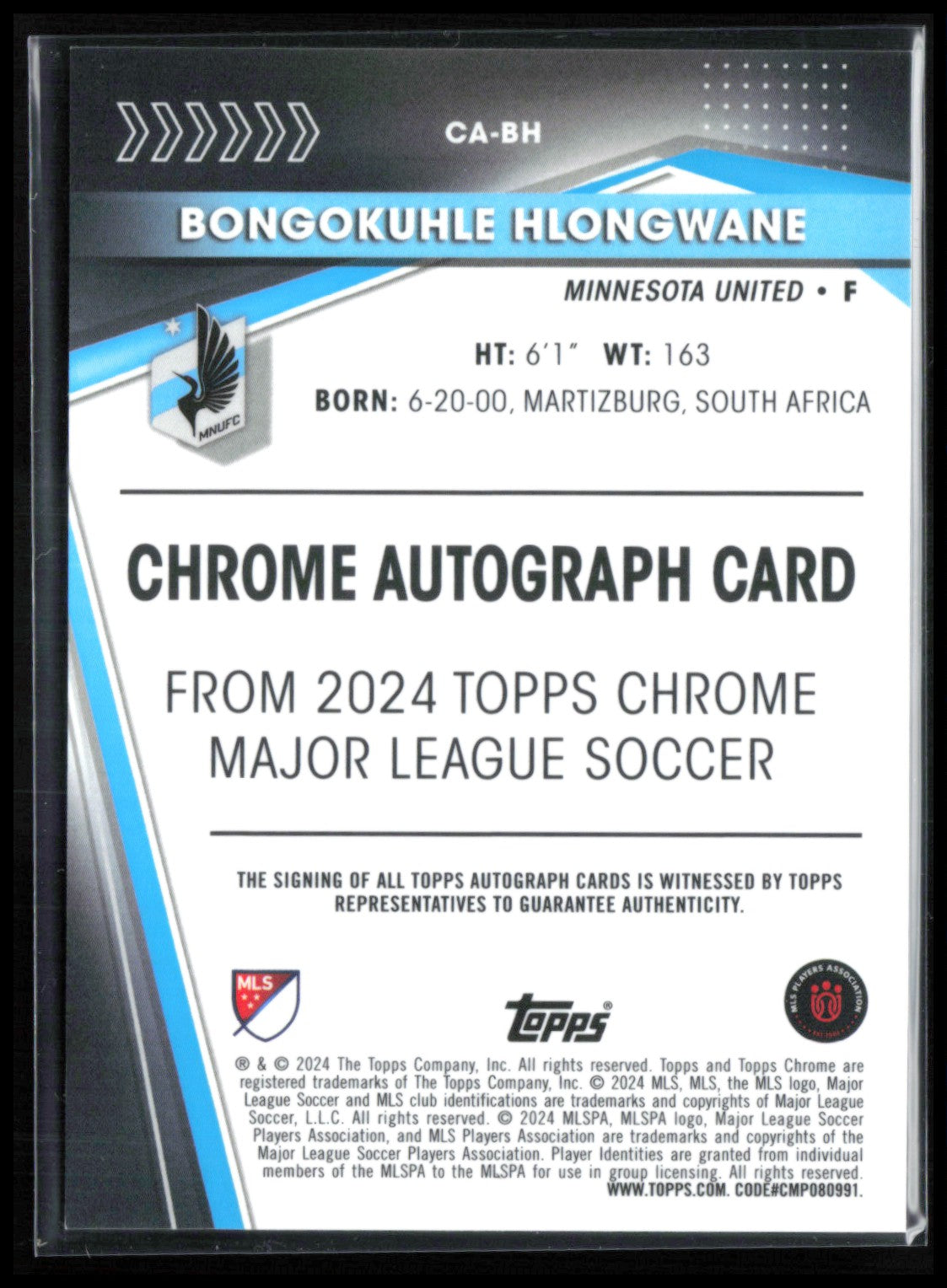 Bongokuhle Hlongwane Auto 2024 Topps Chrome MLS