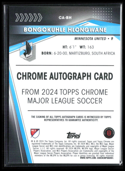 Bongokuhle Hlongwane Auto 2024 Topps Chrome MLS