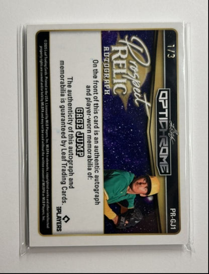 Gage Jump /3 Auto Relic Prospect Relic Autograph 2025 Leaf Optichrome
