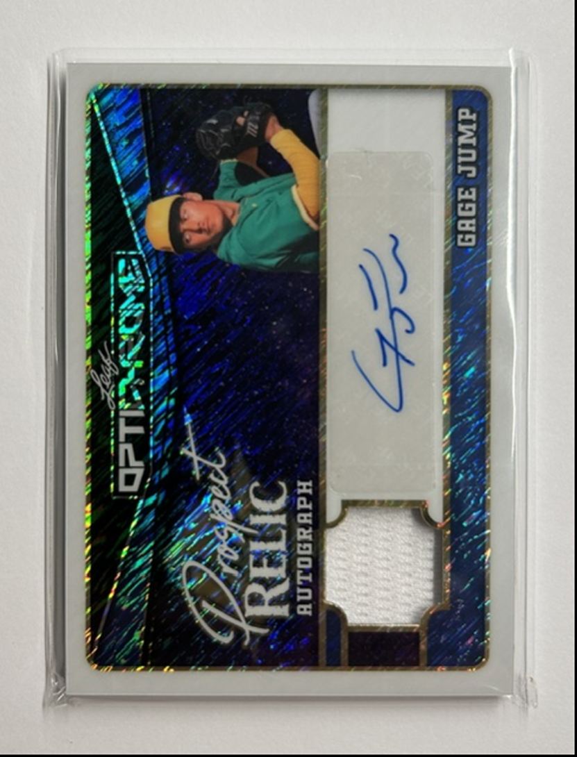 Gage Jump /3 Auto Relic Prospect Relic Autograph 2025 Leaf Optichrome