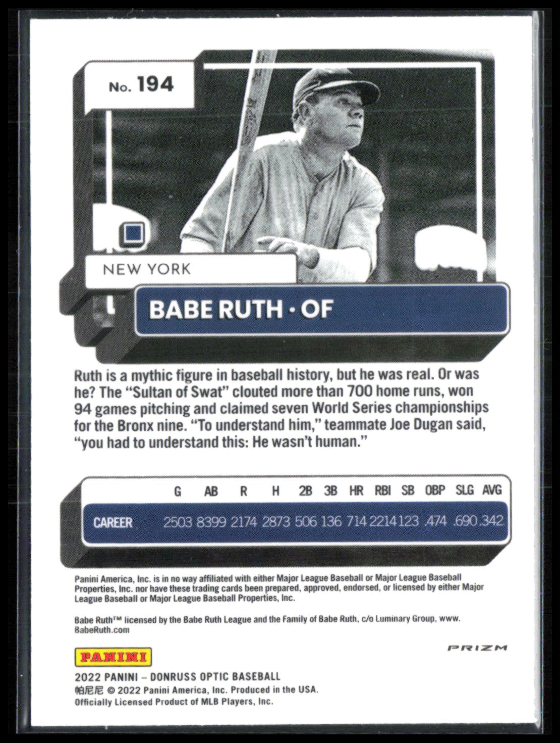 Babe Ruth Lime Green Holo