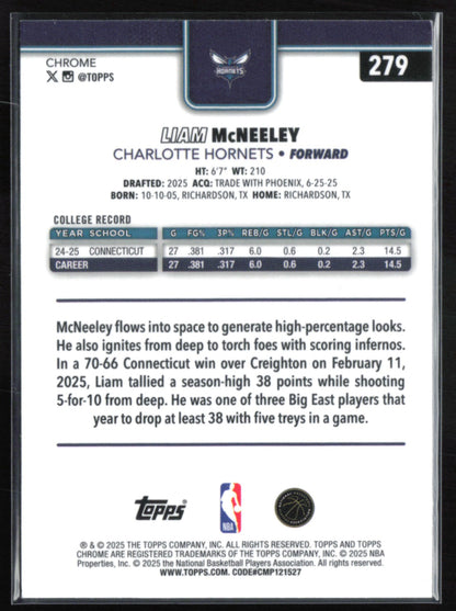 Liam McNeeley RC 2025 Topps Chrome