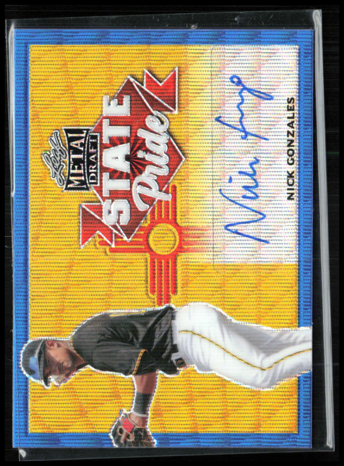 Nick Gonzales Auto /20 Blue Wave Leaf Metal Draft State Pride