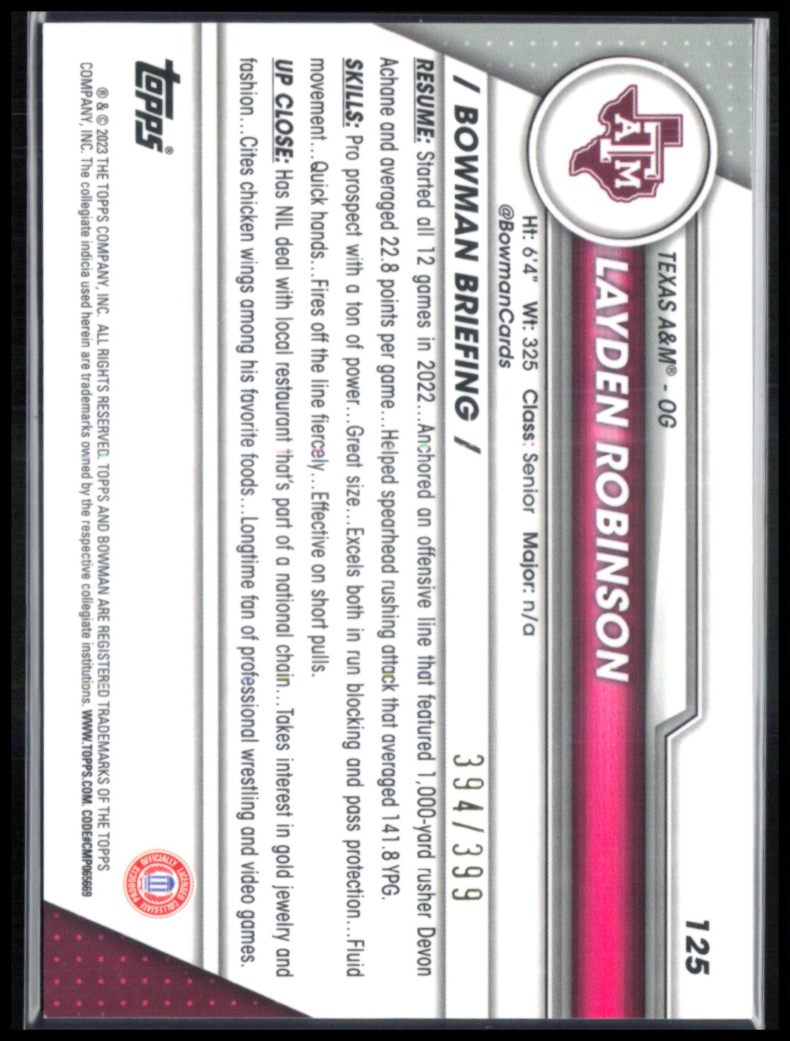 Layden Robinson 1st Bowman Purple Mini Diamond /399