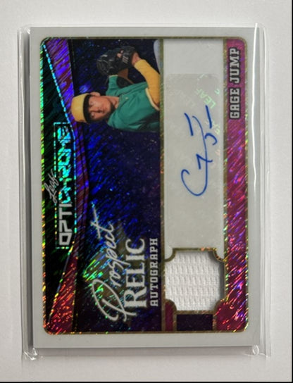 Gage Jump /8 Auto Relic Prospect Relic Autograph 2025 Leaf Optichrome