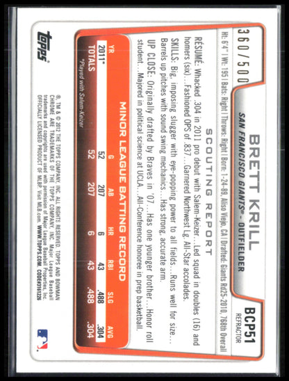 Brett Krill 1st Bowman Chrome /500