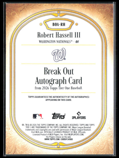 Robert Hassell III Auto /49 Emerald Break Out Autograph