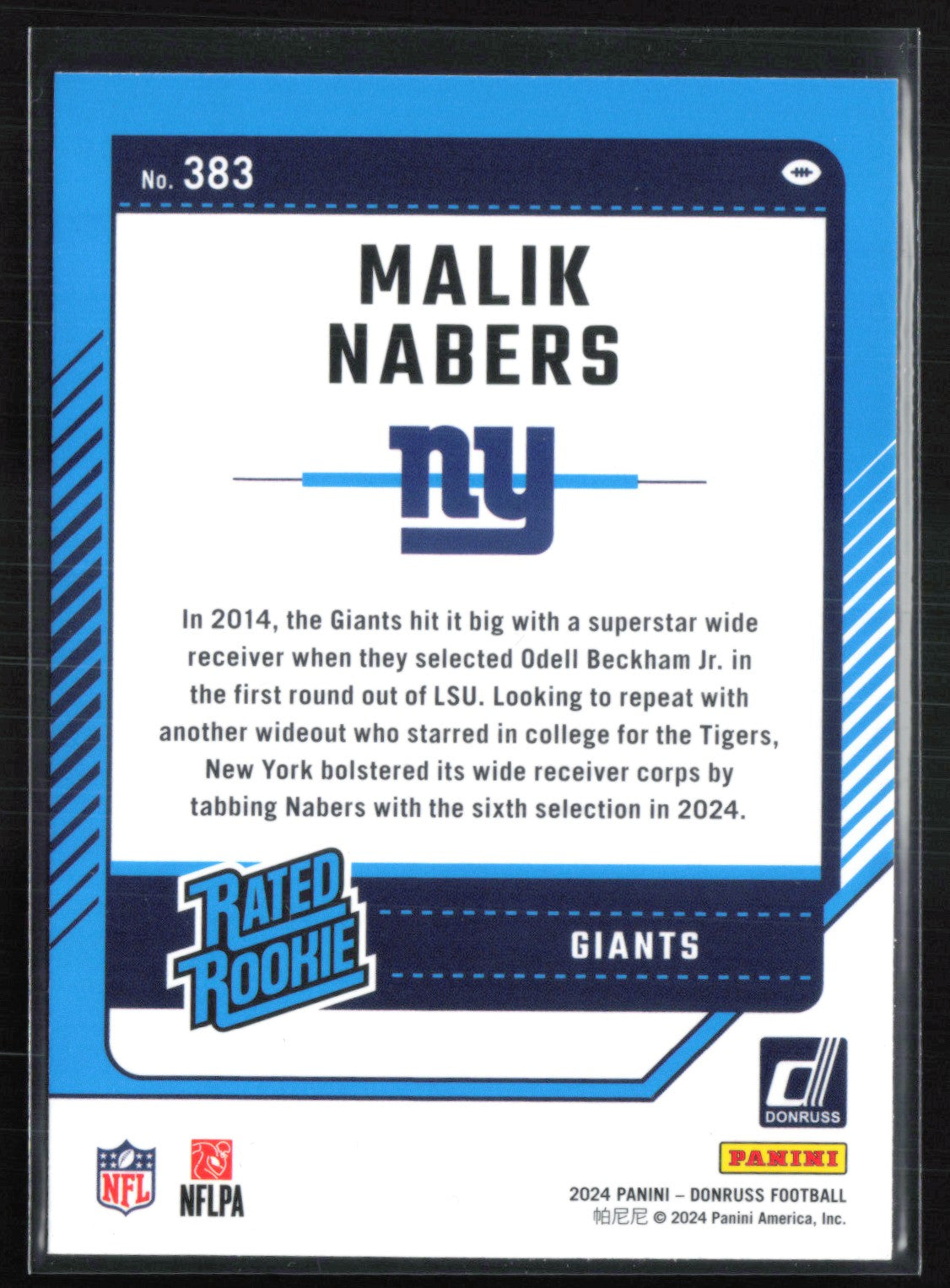 Malik Nabers RC Rated Rookie