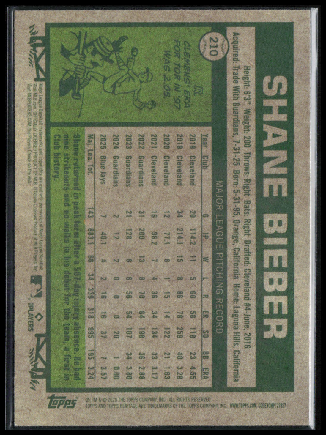 Shane Bieber Mini Diamond