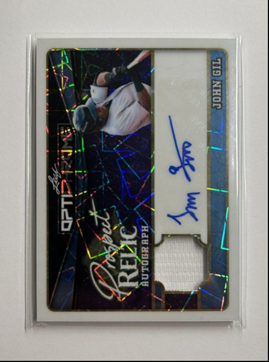 John Gil /7 Auto Relic Prospect Relic Autograph 2025 Leaf Optichrome