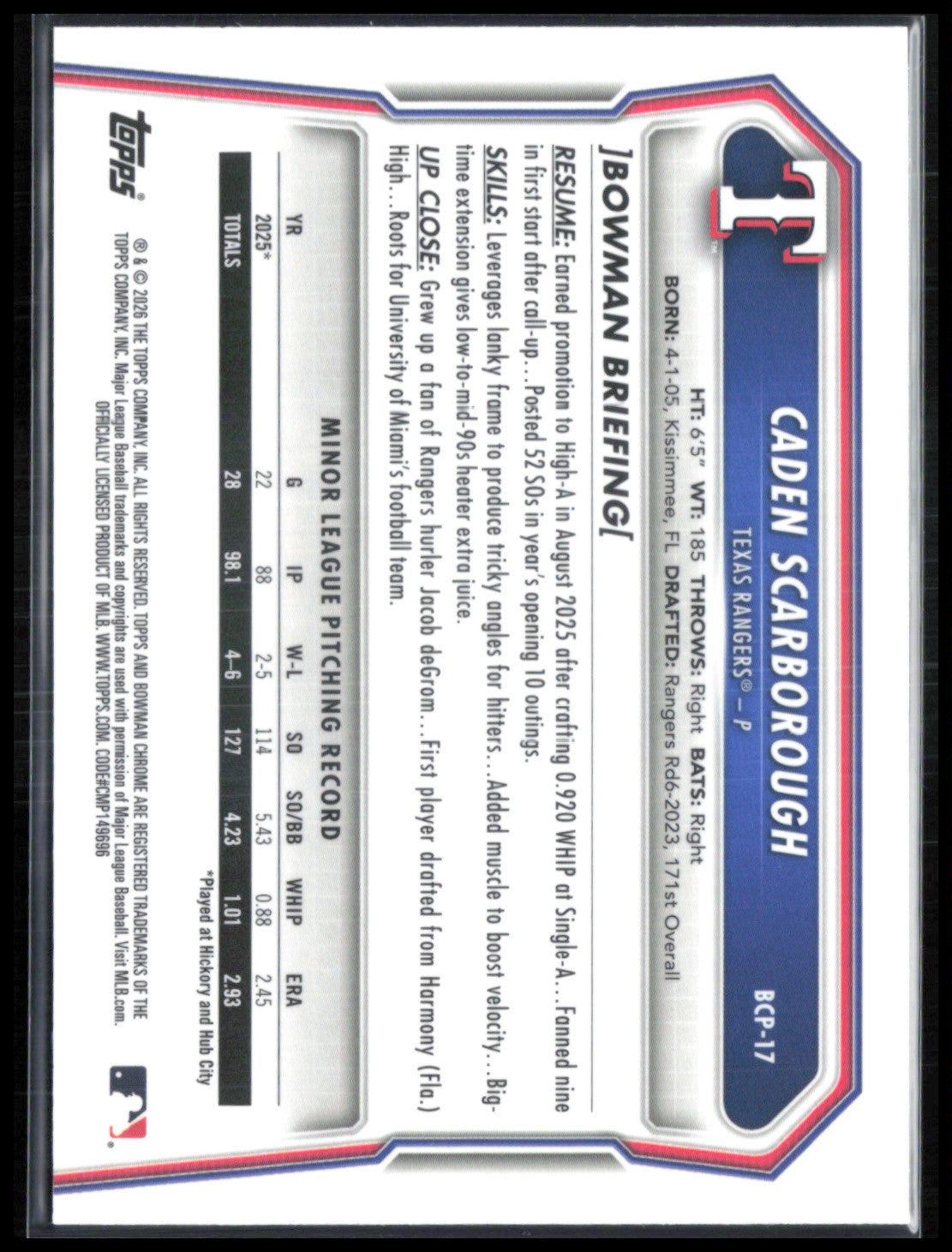 Caden Scarborough 1st Bowman Mojo