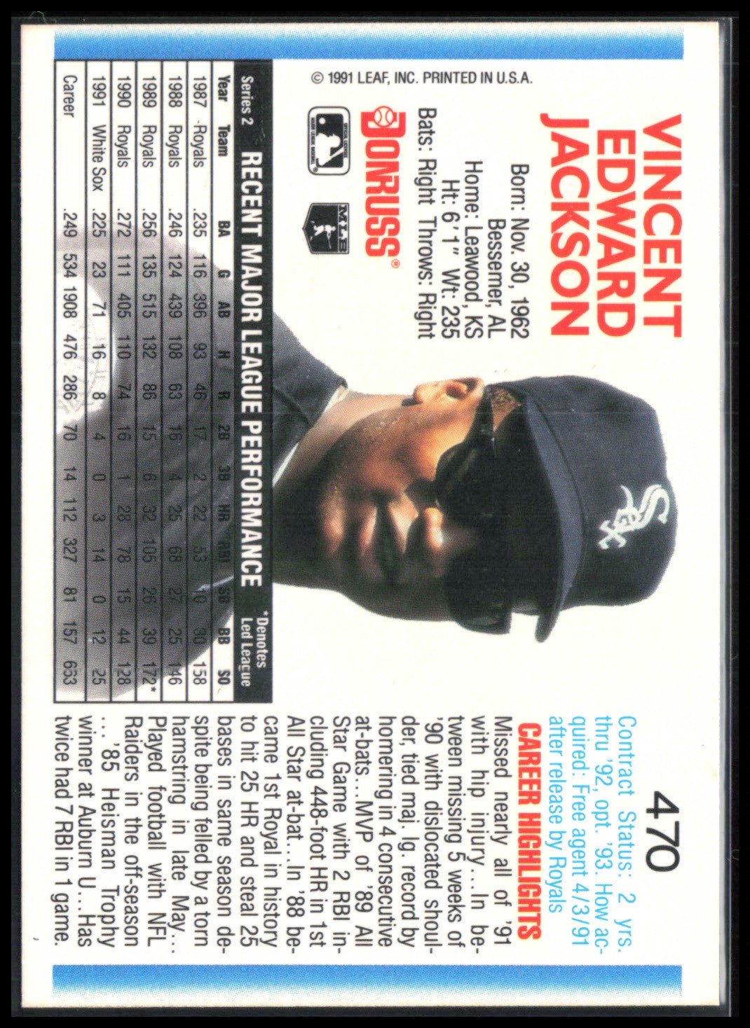 Bo Jackson 1992 Donruss