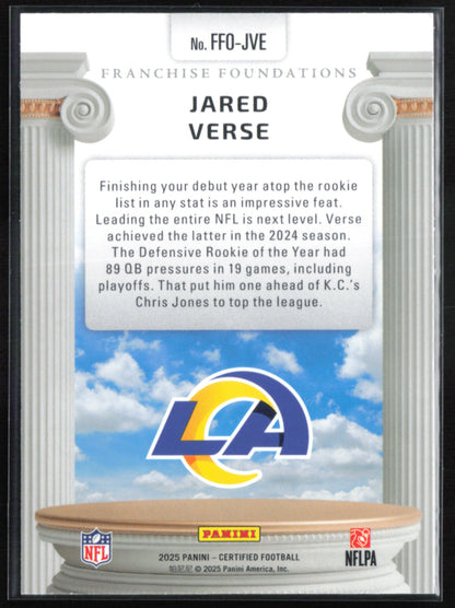 Jared Verse /15 Green 2025 Panini Certified Franchise Foundations