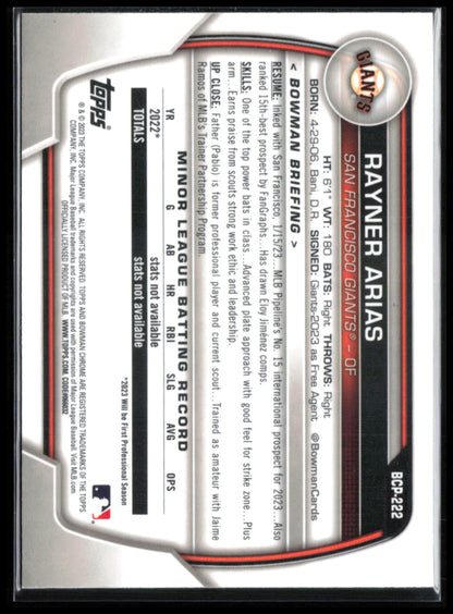 Rayner Arias 1st Bowman Mojo