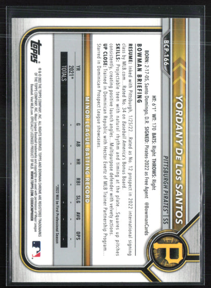 Yordany De Los Santos 1st Bowman Mojo