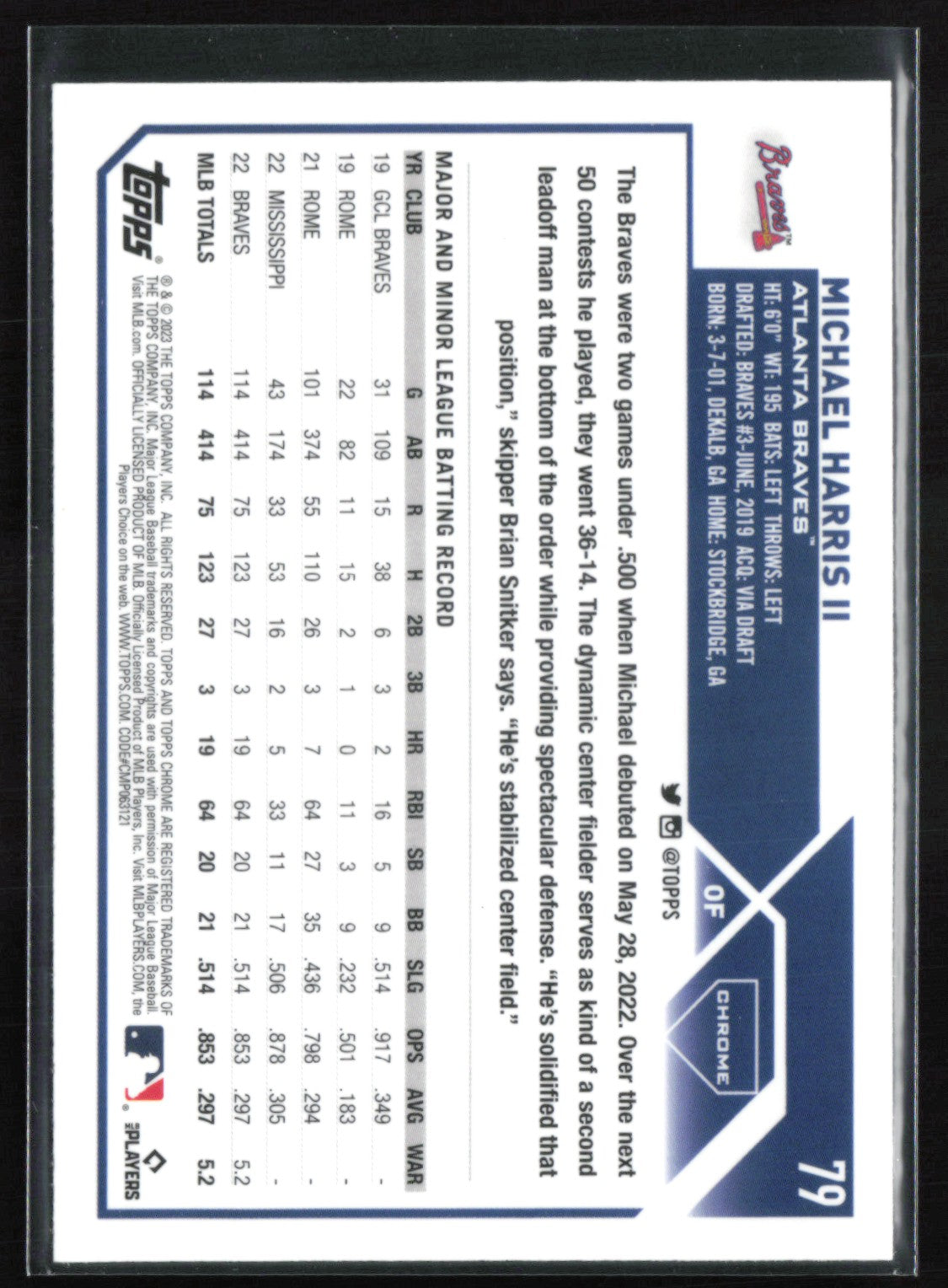 Michael Harris II RC Rookie Cup