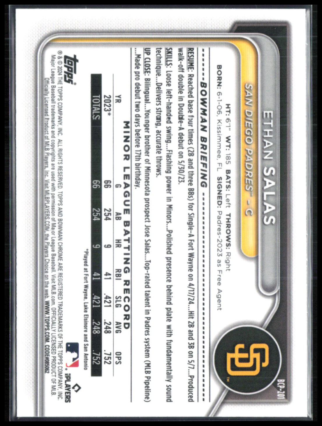 Ethan Salas Prospect