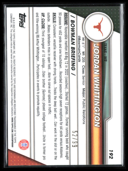 Jordan Whittington 1st Bowman Green Refractor /99