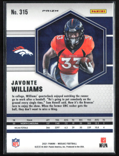 Javonte Williams RC Green Mosaic