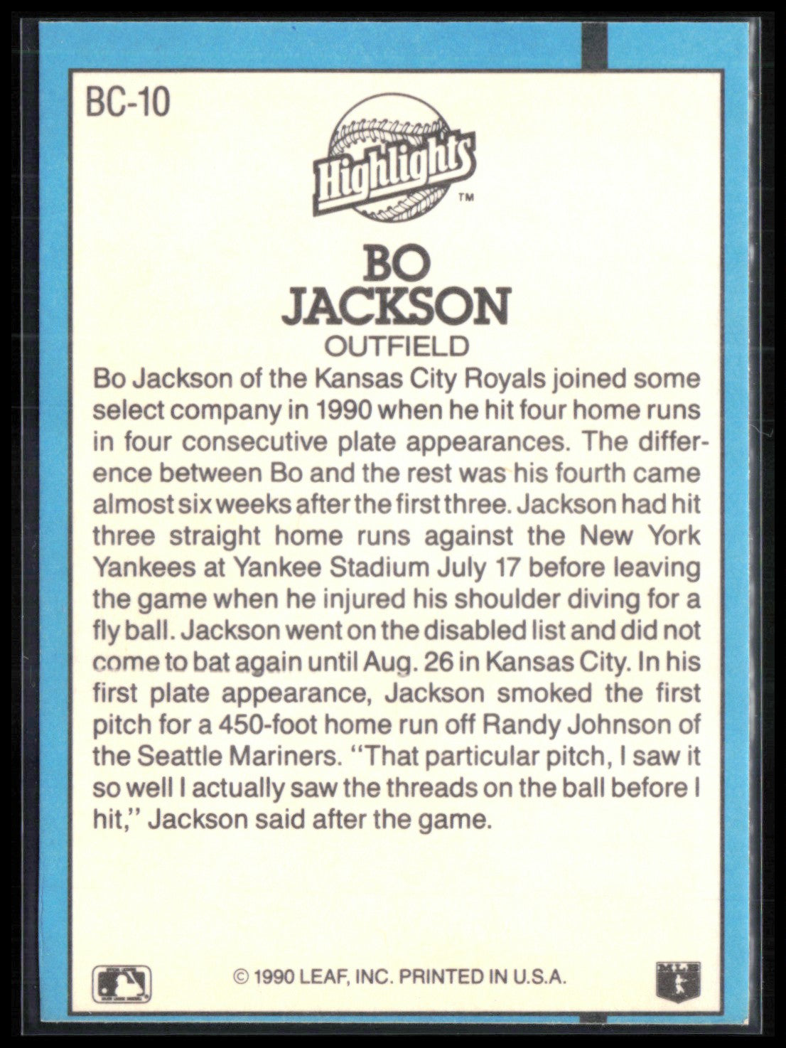 Bo Jackson 1991 Donruss