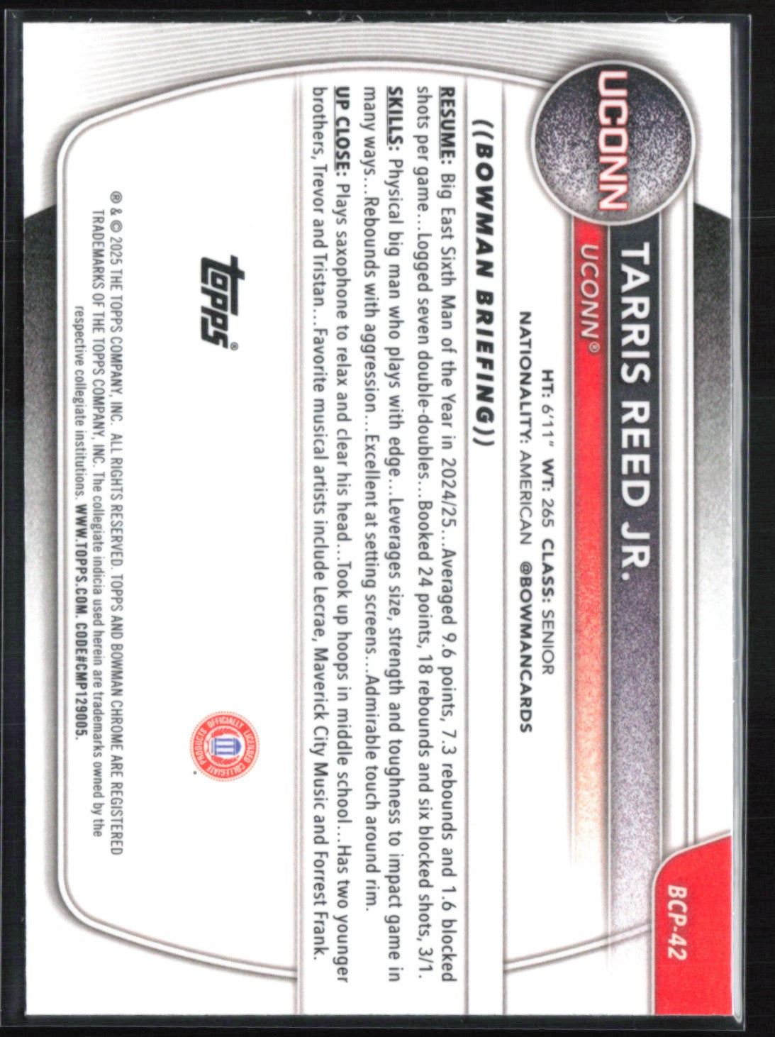 Tarris Reed Jr 1st Bowman Reptilian