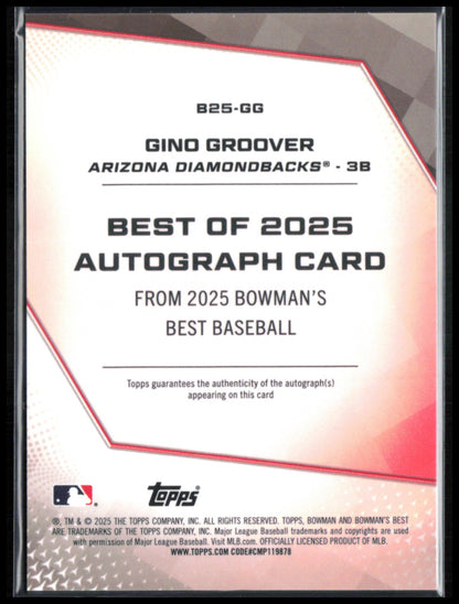 Gino Groover Auto /50 Gold Refractor 2025 Bowman's Best