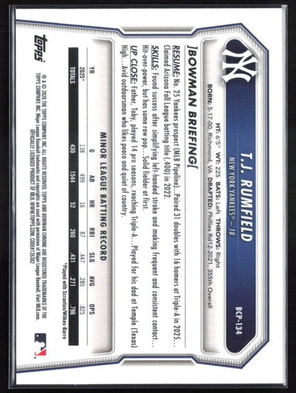 T.J. Rumfield 1st Bowman Chrome