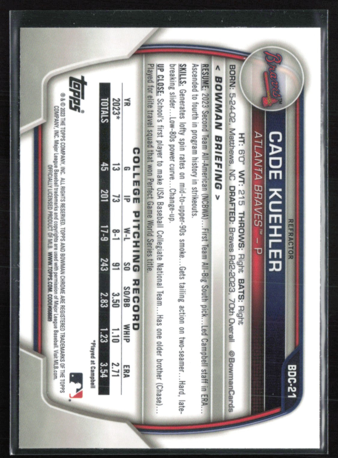 Cade Kuehler 1st Bowman Refractor