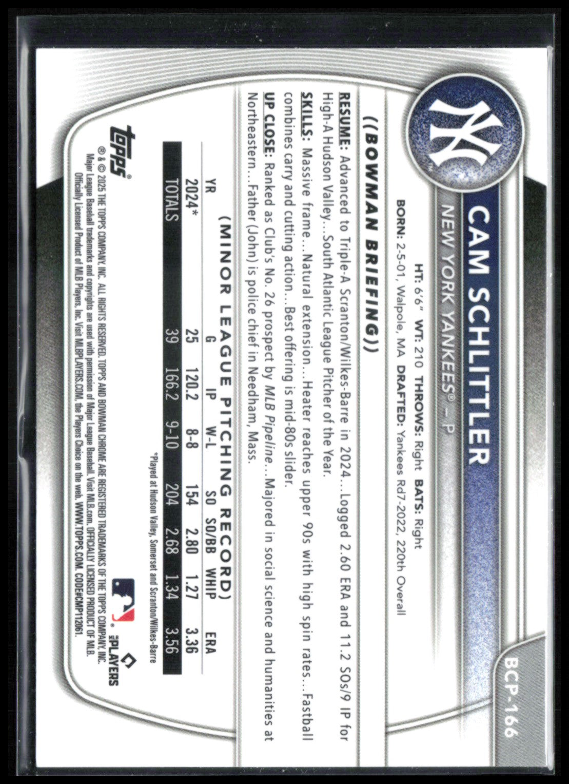 Cam Schlittler 1st Bowman Chrome
