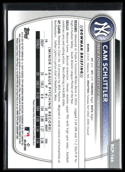 Cam Schlittler 1st Bowman Chrome