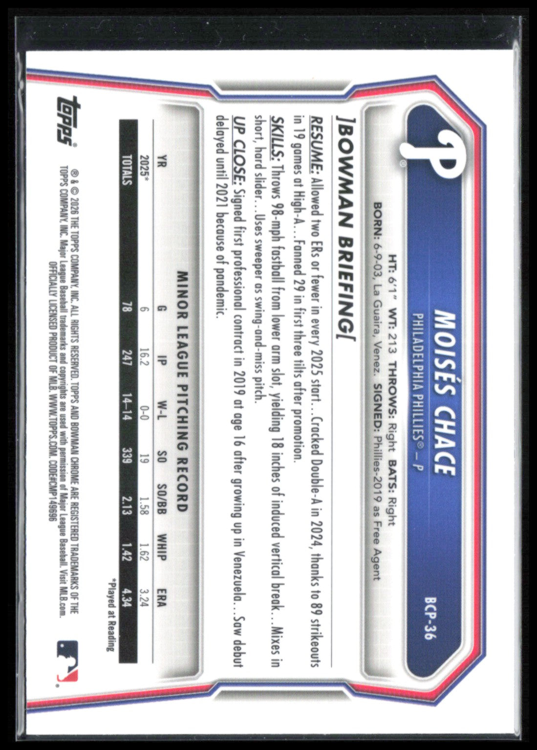 Moises Chace 1st Bowman Mojo
