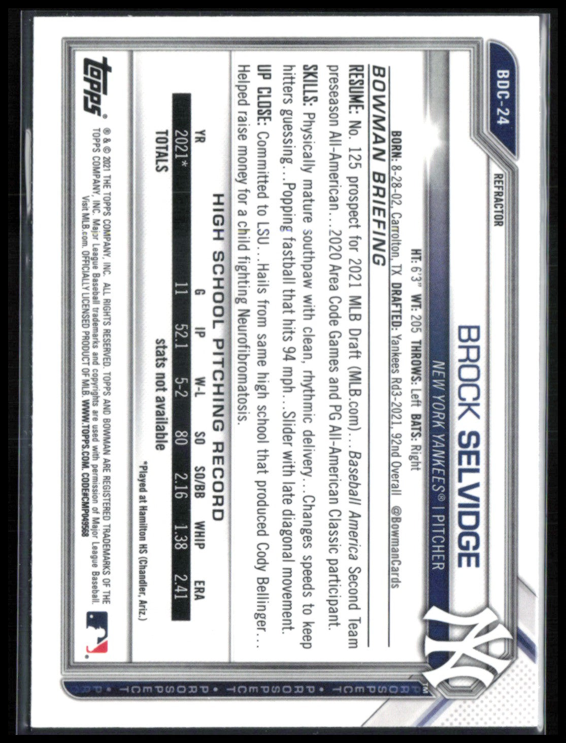 Brock Selvidge 1st Bowman Refractor
