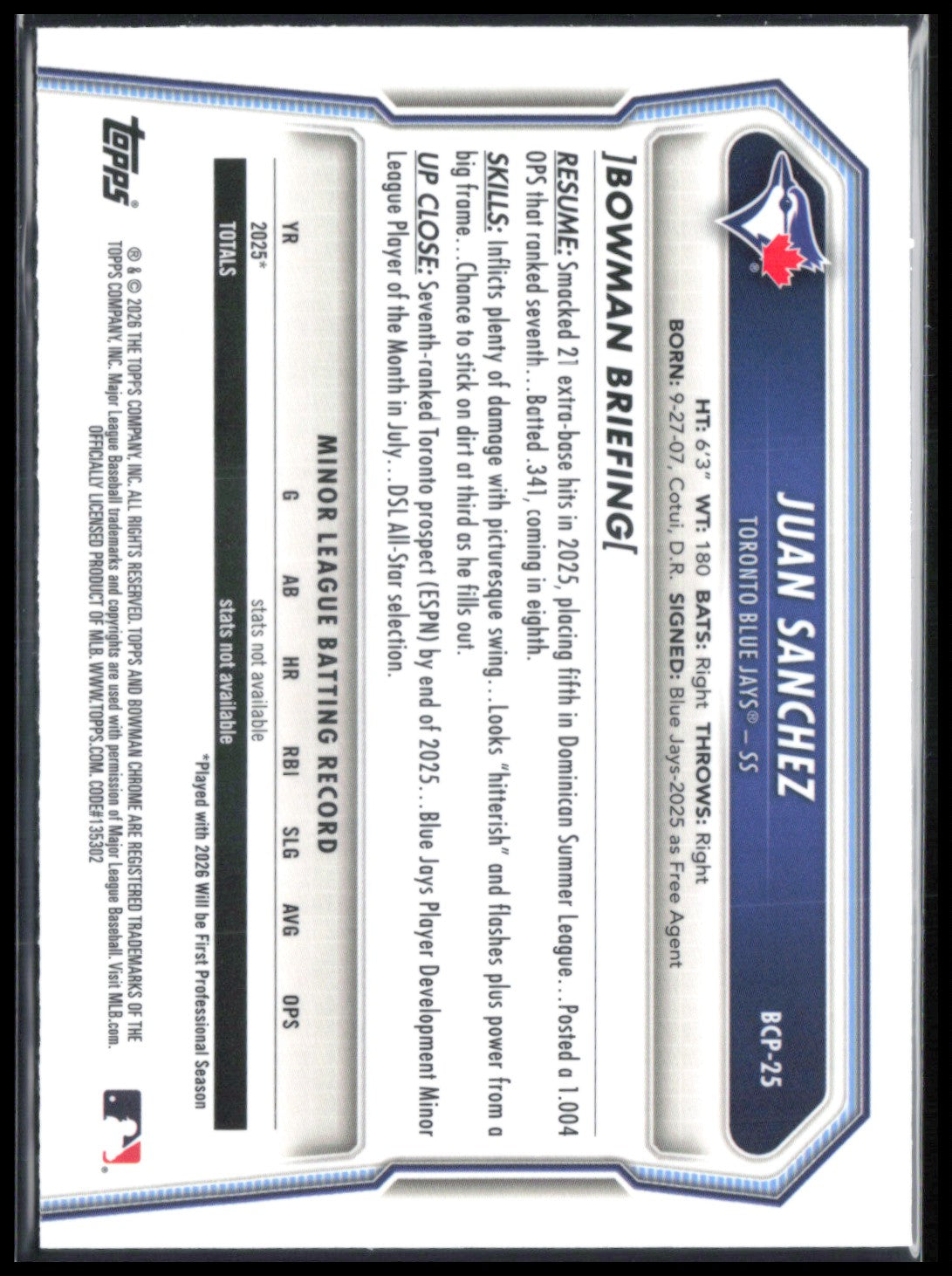 Juan Sanchez 1st Bowman Laser