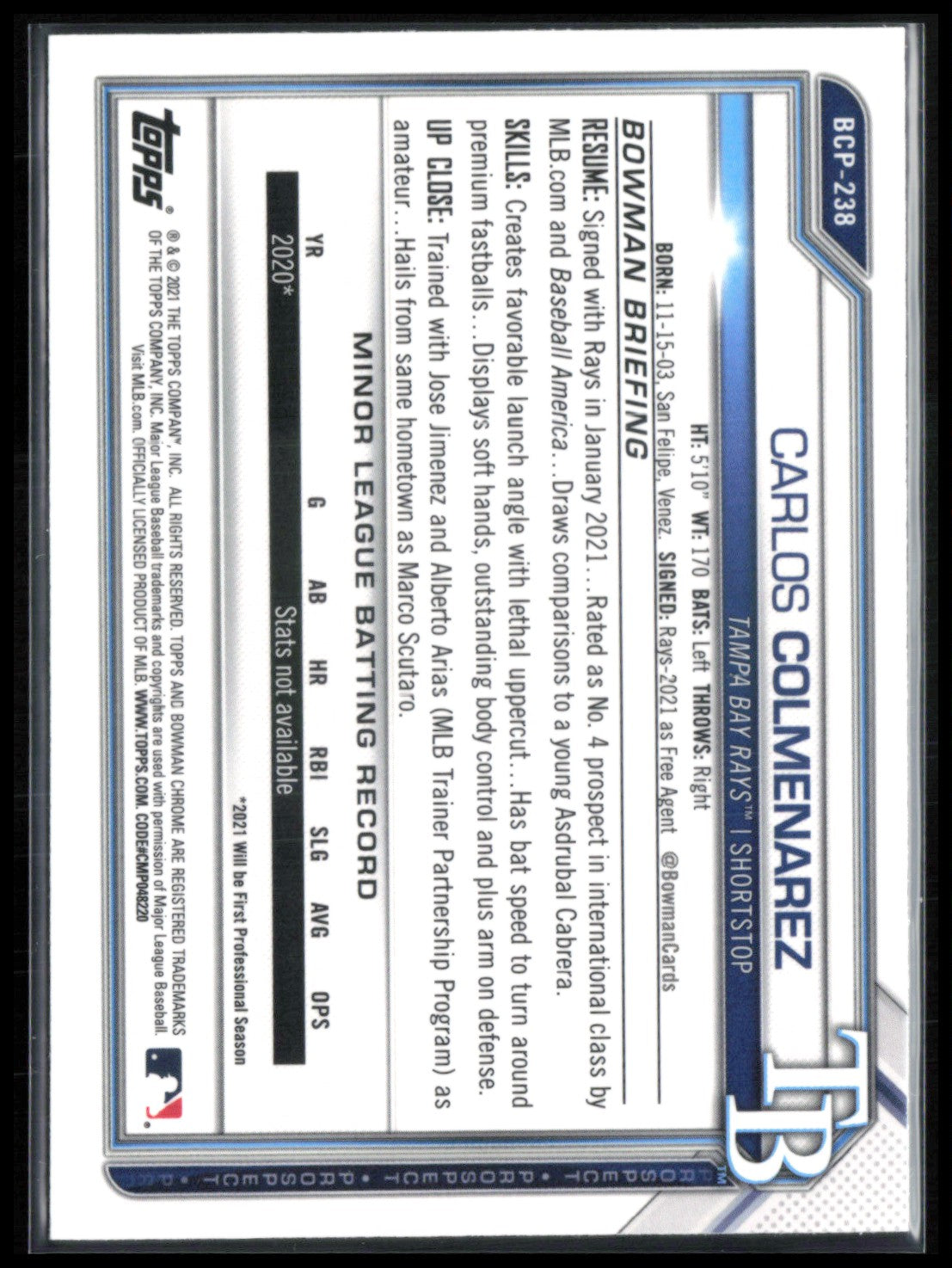 Carlos Colmenarez 1st Bowman Mojo