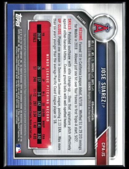 Jose Suarez 1st Bowman Auto /299 Mini Diamond