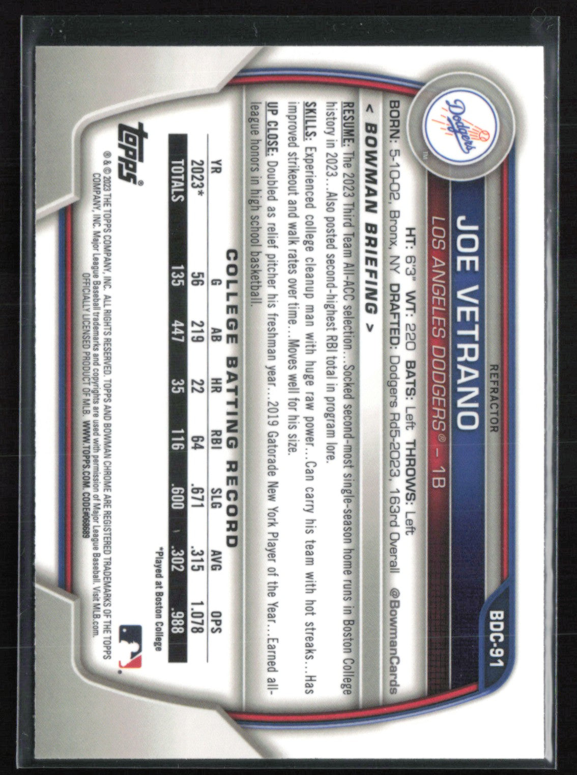 Joe Vetrano 1st Bowman Refractor