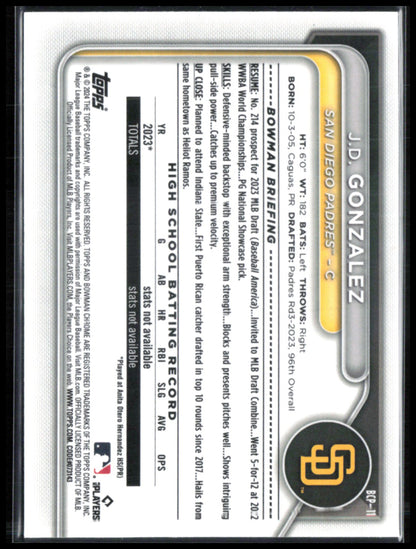 JD Gonzalez 1st Bowman Sapphire