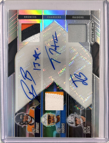 Pat Bryant/Tre Harris/Jack Bech Triple Relic Auto /99 2025 Panini Prizm