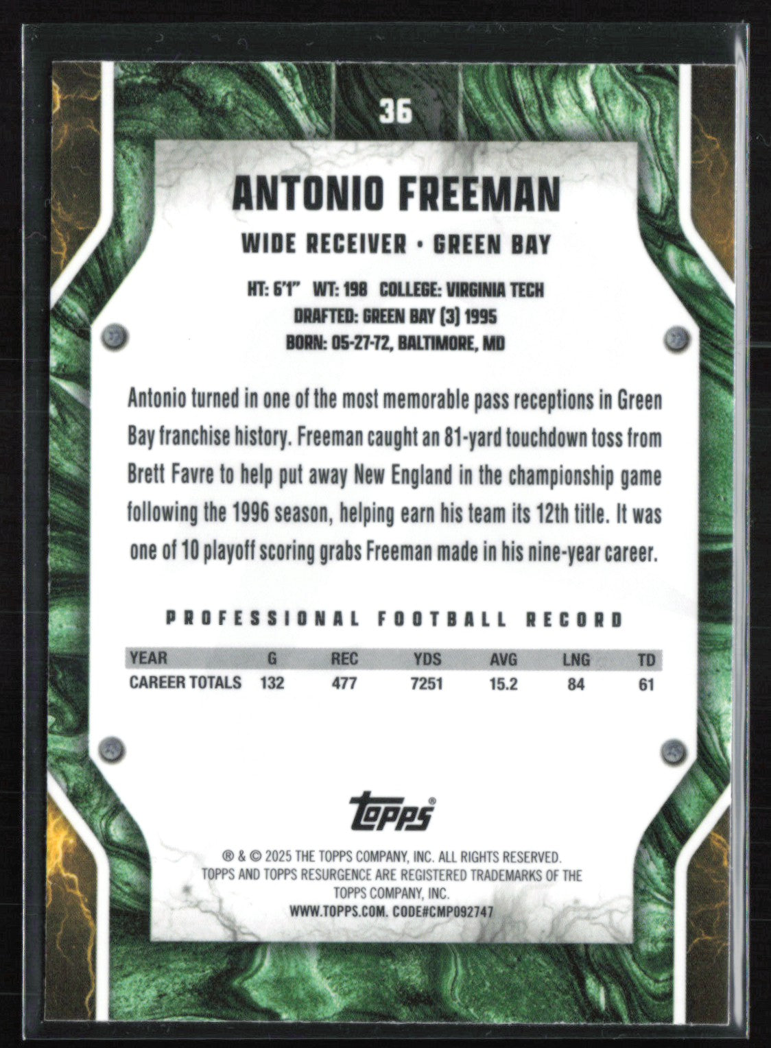 Antonio Freeman Blue Wave /275 Resurgence