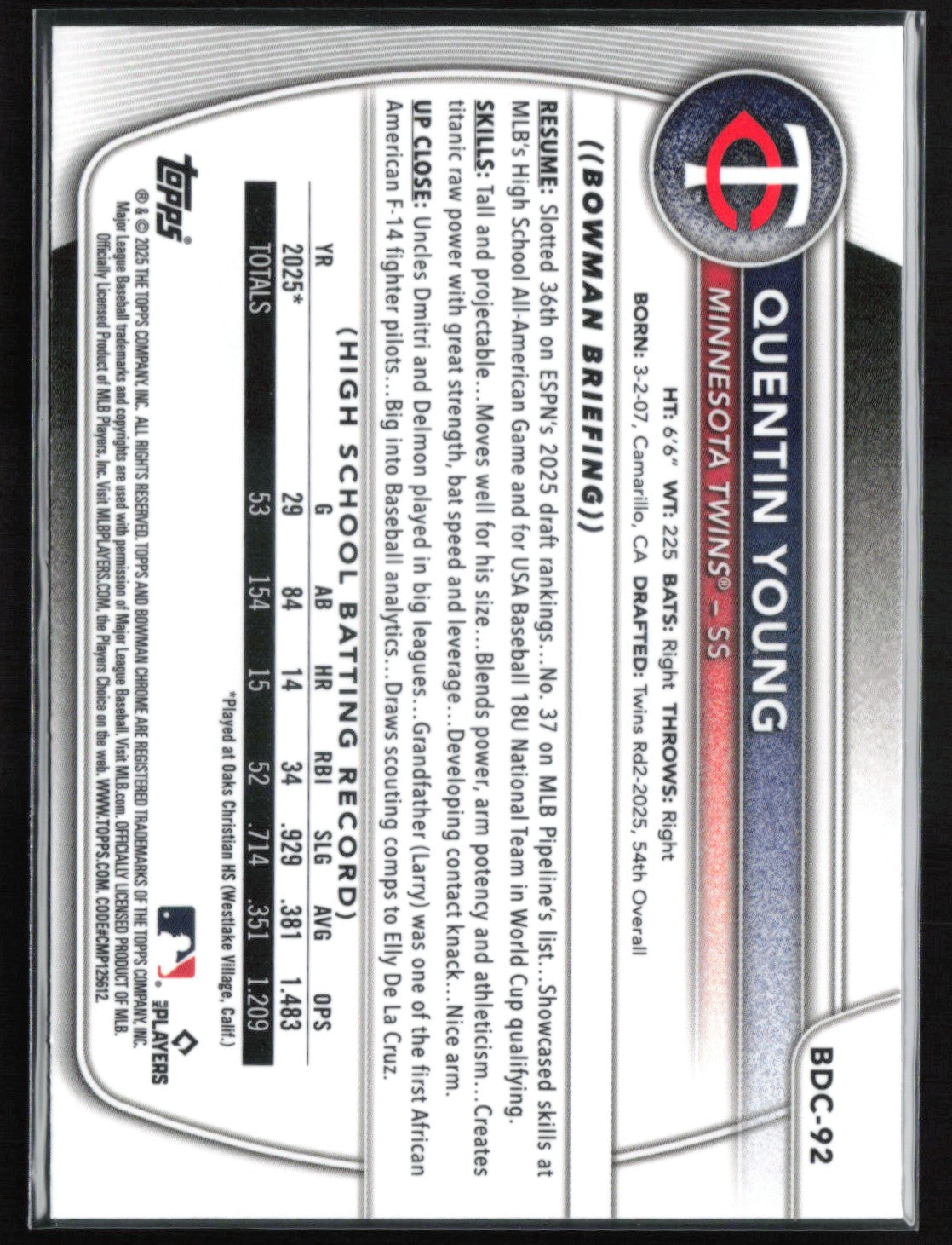Quentin Young 1st Bowman
