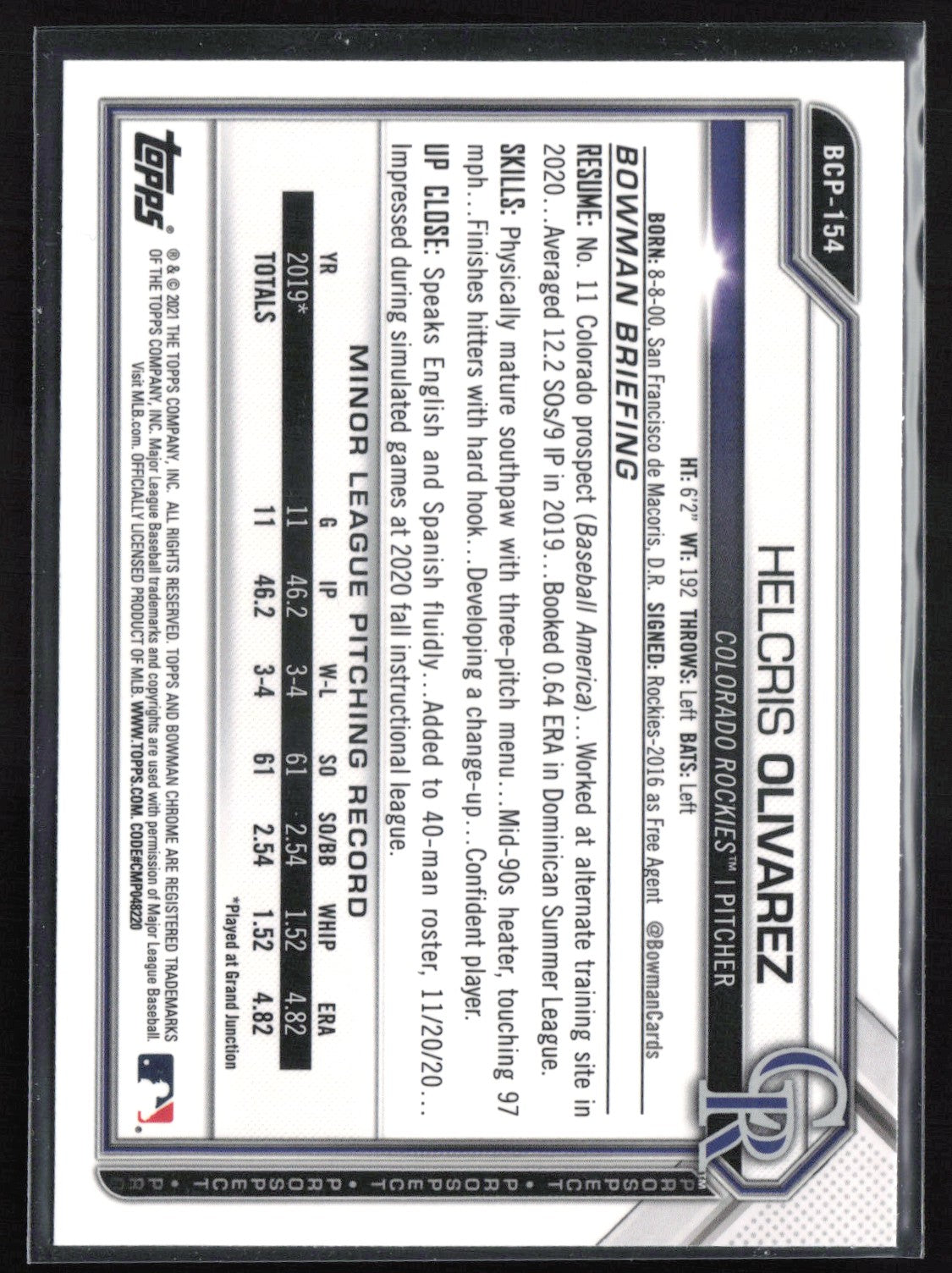 Helcris Olivarez 1st Bowman Mojo