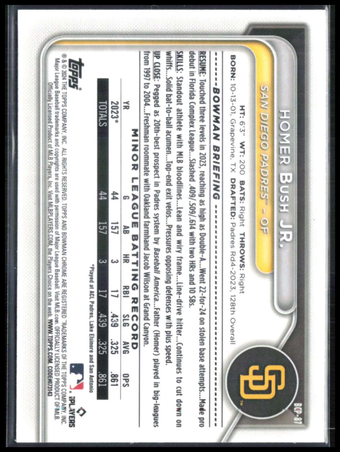 Homer Bush Jr. Sapphire Prospects