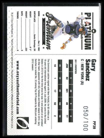 Gary Sanchez /100 Limited Edition Silver Series