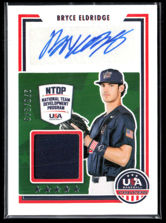 Bryce Eldridge Mem /349 Auto 2022 Panini USA Baseball Stars & Stripes