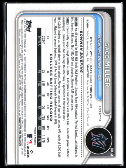 Gage Miller 1st Bowman Refractor