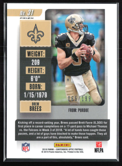 Drew Brees Season Ticket Red Prizm /199