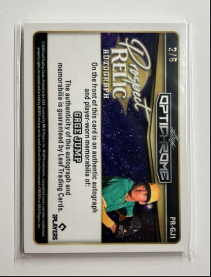Gage Jump /6 Auto Relic Prospect Relic Autograph 2025 Leaf Optichrome