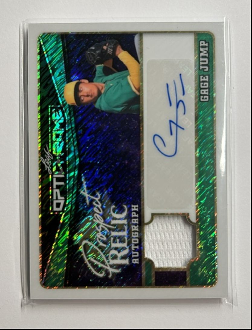 Gage Jump /6 Auto Relic Prospect Relic Autograph 2025 Leaf Optichrome
